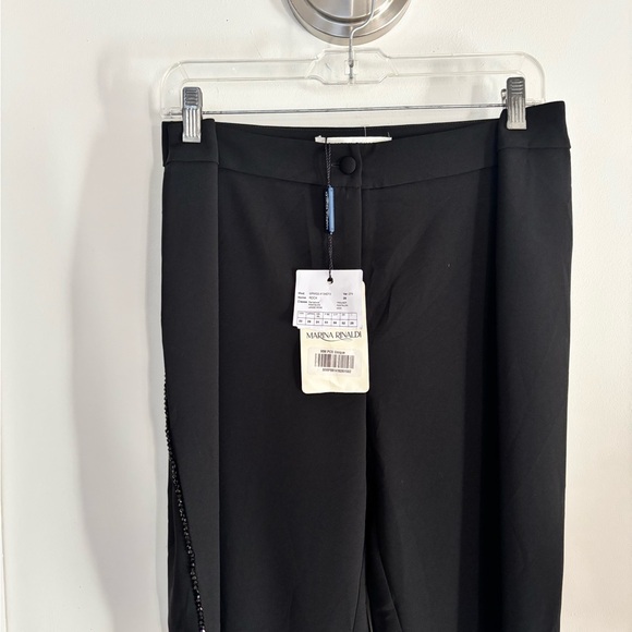 Marina Rinaldi Pants - Marina Rinaldi Black Embroidered Side Pants NWT Size 20 Made in Italy Luxury